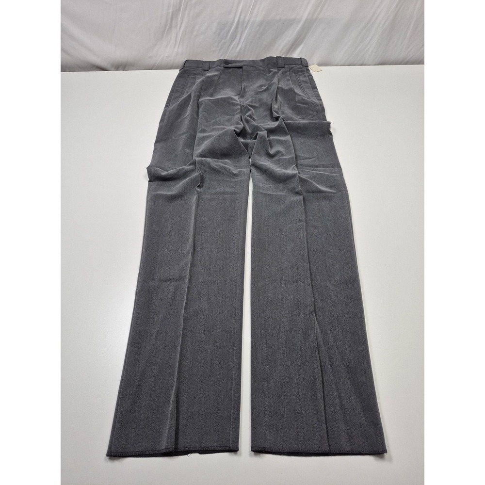 Riviera Dress Pants Mens 36x36 Gray Polyester Microfiber Pleated Unhemmed NWT